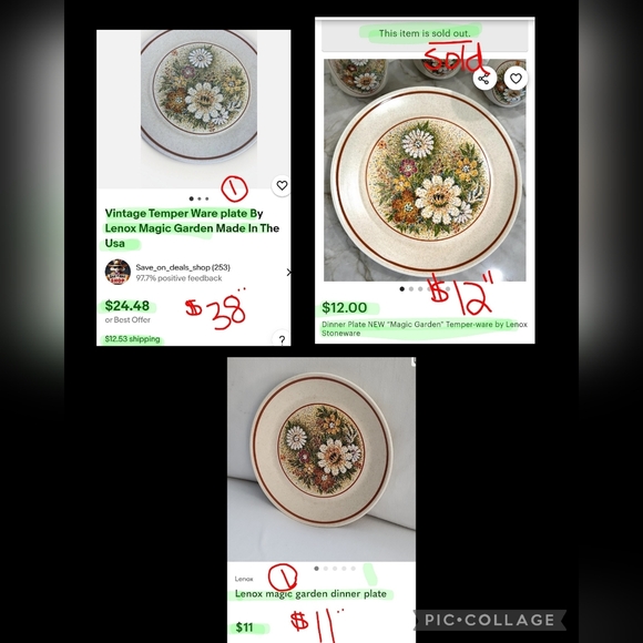 Lenox "Magic Garden" Temper Ware - Vintage 3 Dinner Plates - Picture 9 of 9